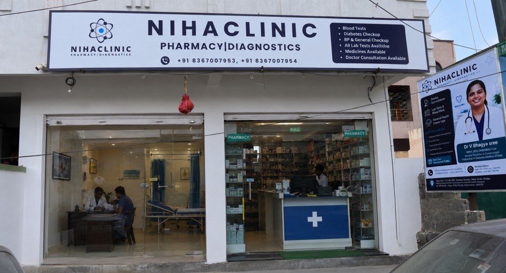 NIHA Clinic storefront in Chanda Nagar, Hyderabad